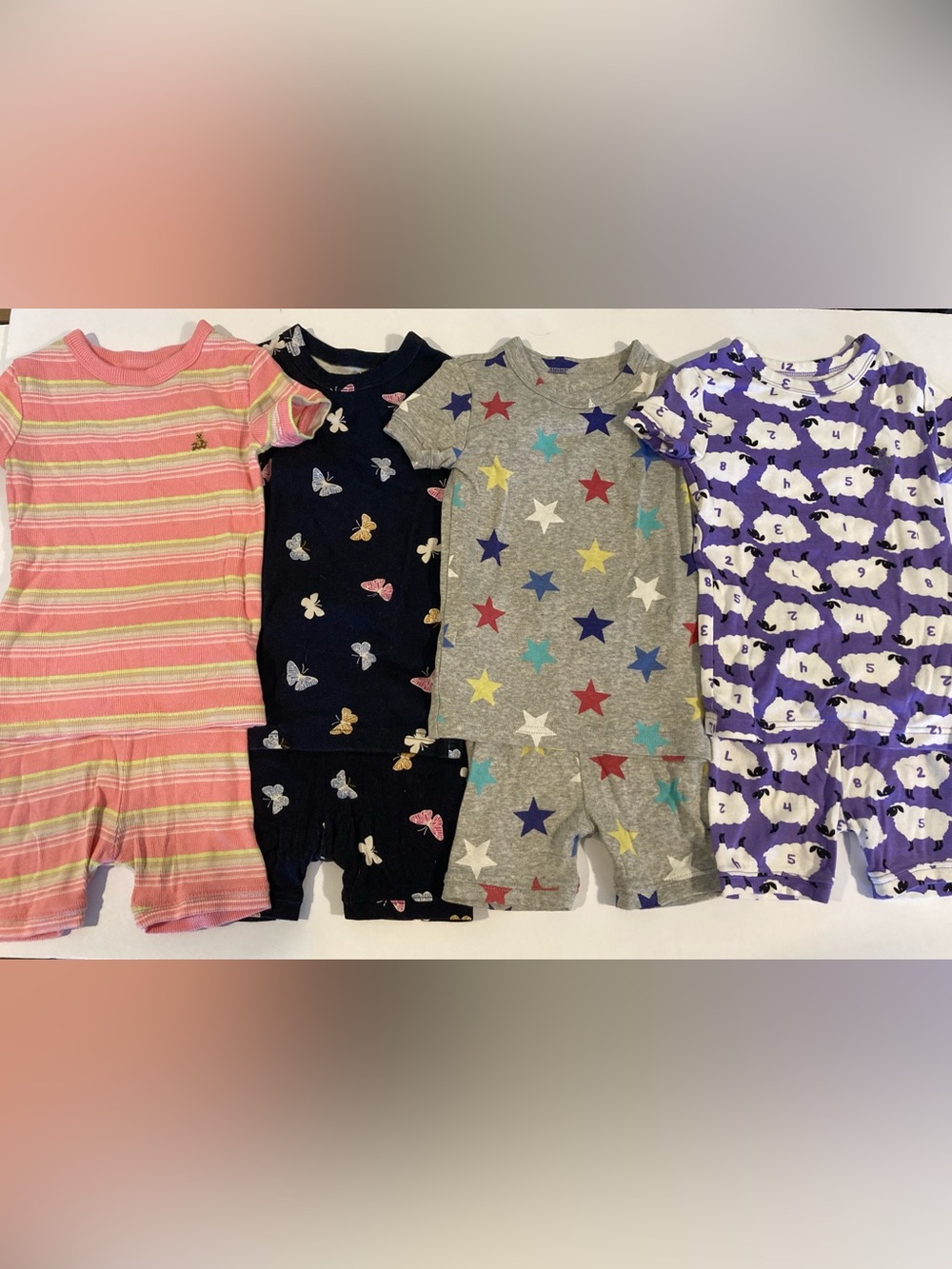 Girls Gap Organic Cotton Pajama Set Bundle-4 Sets Of Short Sleeve/Shorts-Size 4